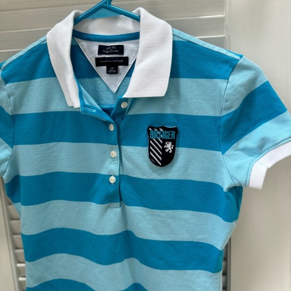 Tommy Hilfiger Blue Striped Polo Shirt with Intarsia Crest Logo - Picture 6 of 10